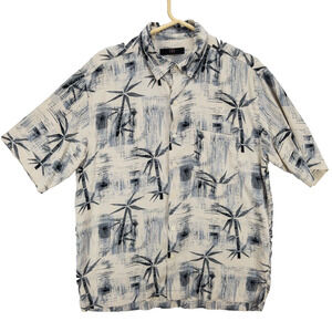 H&H Men 100% Silk Hawaiian Shirt Men's Medium Short Sleeve Button Up